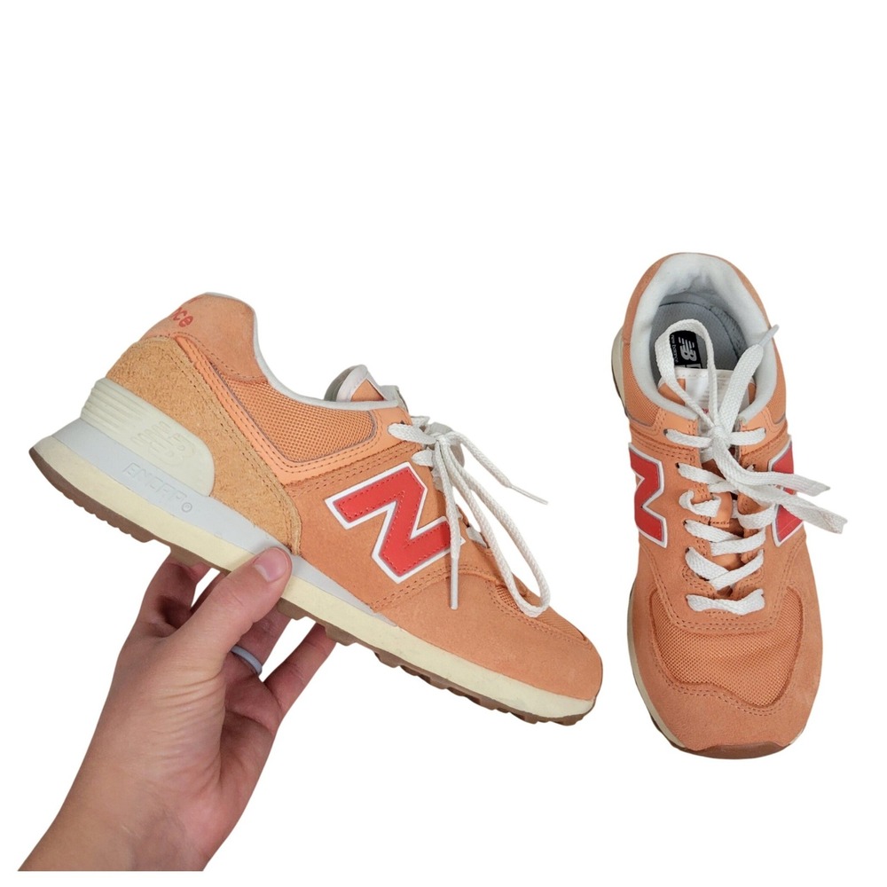 New Balance 574 Copper Neo Flame Sneakers Size 7.5 Orange